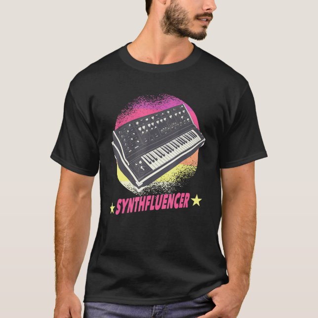 Analogue Synthesizer - Synthfluencer - Synth Retro T-Shirt (Front)