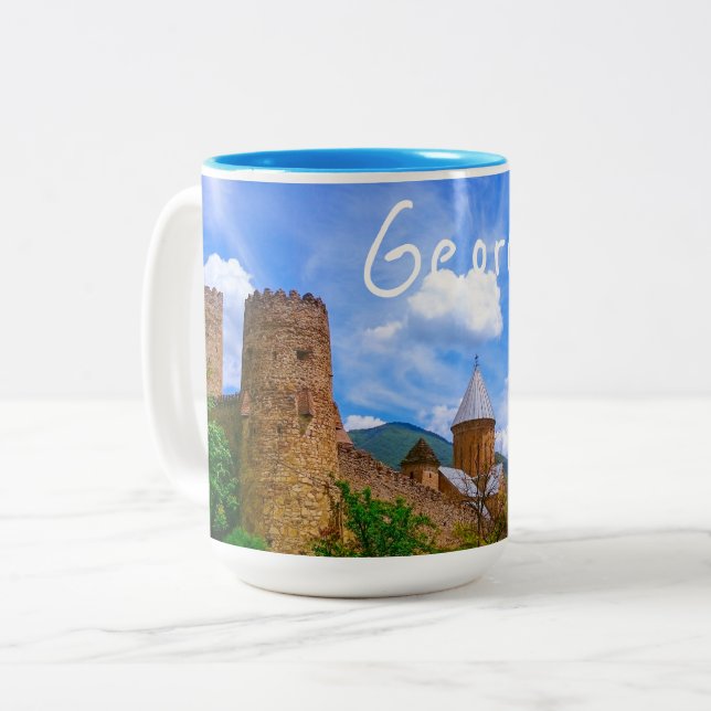 Ananuri Castle Georgia Aragvi Caucuses Mountains Two-Tone Coffee Mug (Front Left)