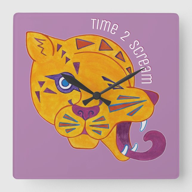 Anarchic Venom Leopard Square Wall Clock (Front)