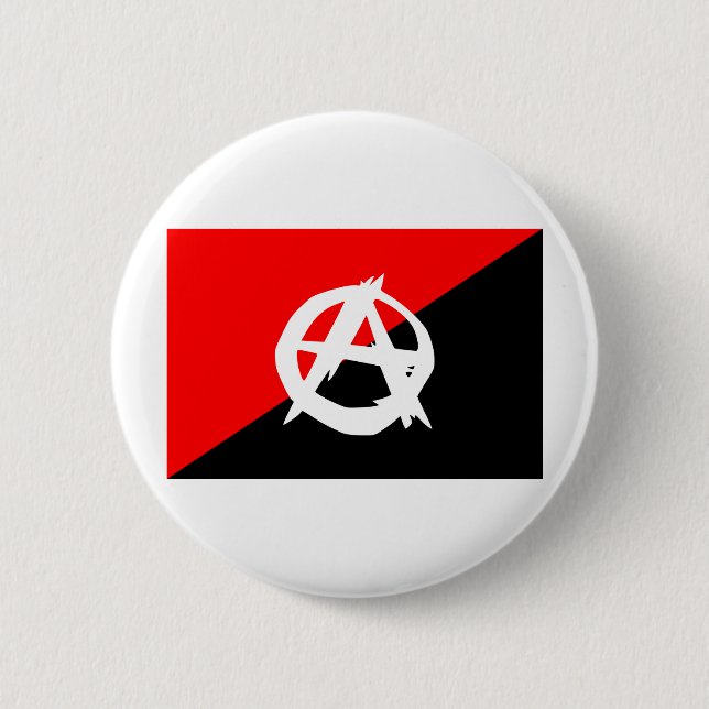 Anarchist flag with A symbol 6 Cm Round Badge (Front)