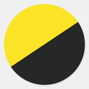 Anarcho capitalism flag anarchy symbol black yello classic round sticker