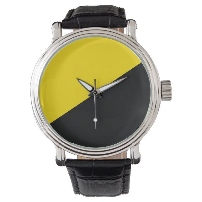 Anarcho capitalism flag anarchy symbol black yello watch (Front)