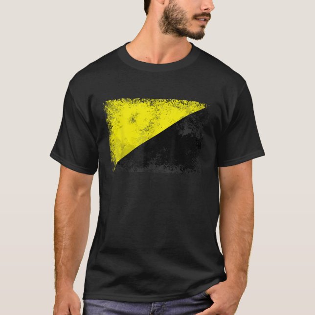 Anarcho Capitalist Distressed Flag Tee AnCap TShir (Front)