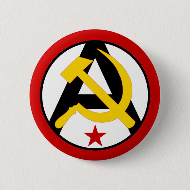 Anarcho-communist logo 6 cm round badge (Front)