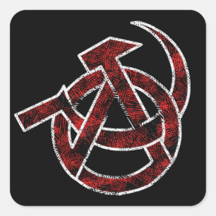 Anarcho-Syndicalism Anarcho-Communist Distressed S Square Sticker