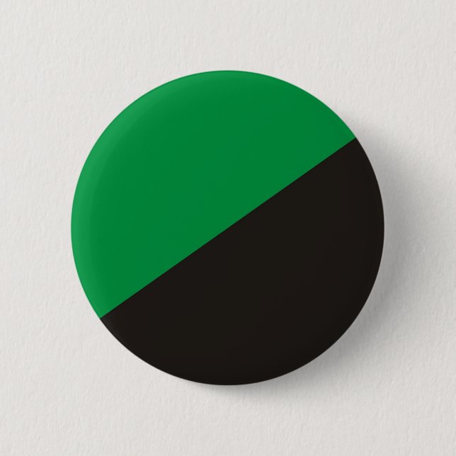 anarchy eco flag green black ecology bio 6 cm round badge (Front)