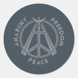 Anarchy, Freedom & Peace: Modern Anarchy Symbol Classic Round Sticker