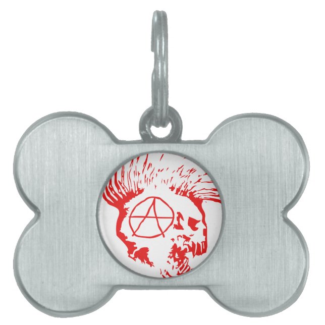 Anarchy Mohawk Skull Pet Name Tag (Front)
