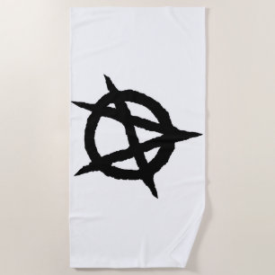 Anarchy symbol black punk music culture sign chaos beach towel
