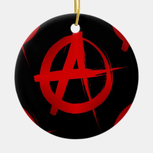 Anarchy symbol ceramic tree decoration (Front)