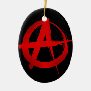 Anarchy symbol ceramic tree decoration