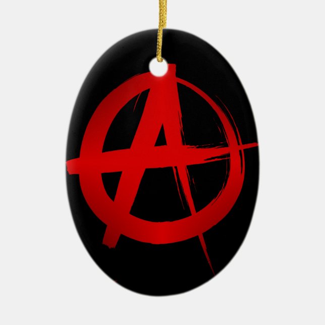 Anarchy symbol ceramic tree decoration (Front)