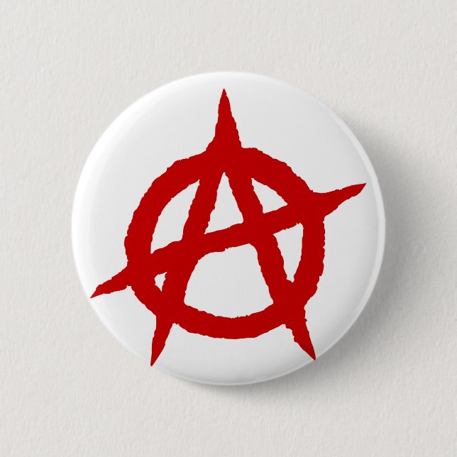 Anarchy symbol red punk music culture sign chaos p 6 cm round badge (Front)