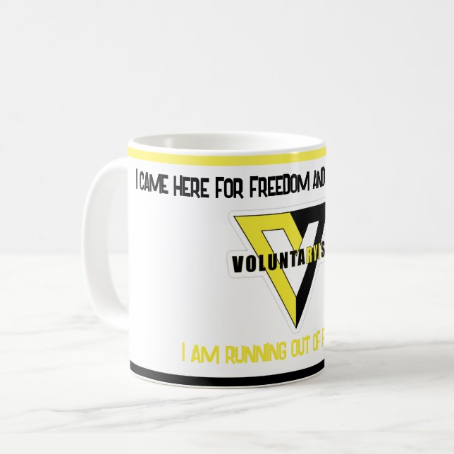 Anarchy voluntarism gold yellow black logo cup (Front Left)