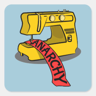 Anarchy Yellow Sewing Machine Square Sticker