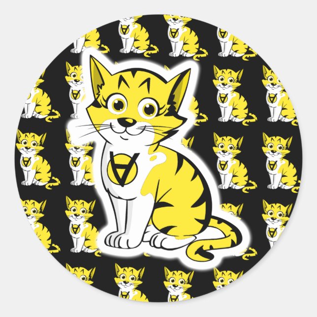 Anarkitty AnCat AnCap Pattern Black and Yellow Classic Round Sticker (Front)