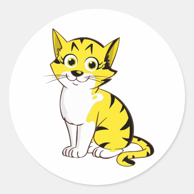 Anarkitty - Black and Yellow Cat Classic Round Sticker (Front)