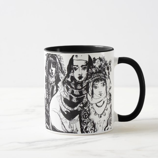 ANATOLIAN GIRLS Black White Ethnic Fashion Mug (Right)