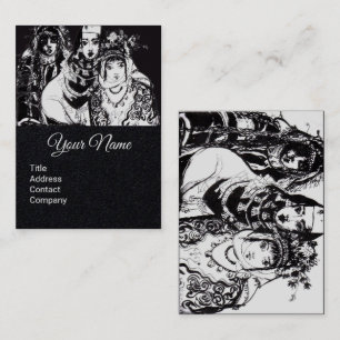 ANATOLIAN GIRLS Fashion Drawing White Black Paper Business Card