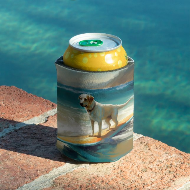 Anatolian Shepherd Beach Surfing Painting  Can Cooler (In Situ Pool)