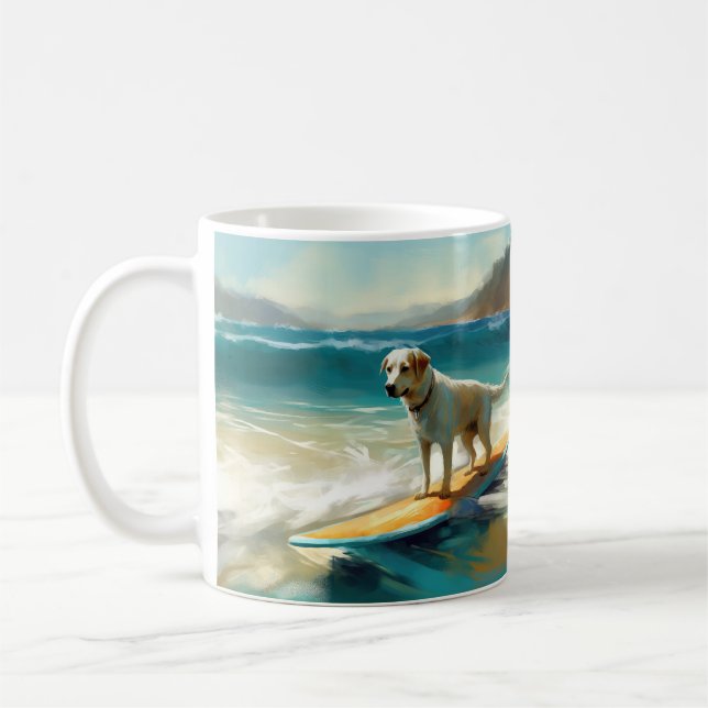 Anatolian Shepherd Beach Surfing Painting  Coffee Mug (Left)
