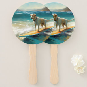 Anatolian Shepherd Beach Surfing Painting  Hand Fan