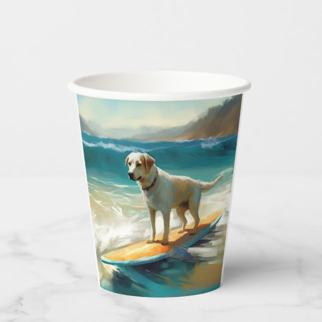 Anatolian Shepherd Beach Surfing Painting  Paper Cups (Front)