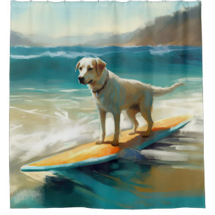 Anatolian Shepherd Beach Surfing Painting  Shower Curtain