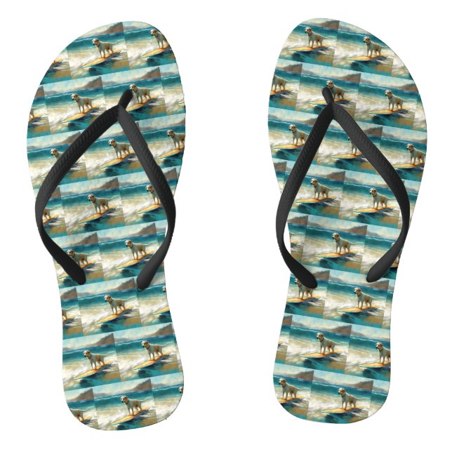 Anatolian Shepherd Beach Surfing Painting  Thongs (Footbed)