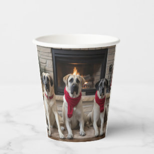 Anatolian Shepherd  by the Fireplace Christmas Paper Cups