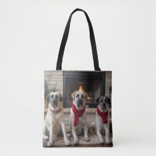 Anatolian Shepherd  by the Fireplace Christmas Tote Bag