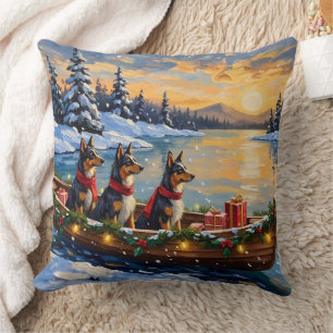 Anatolian Shepherd Christmas Boat Holiday Cushion