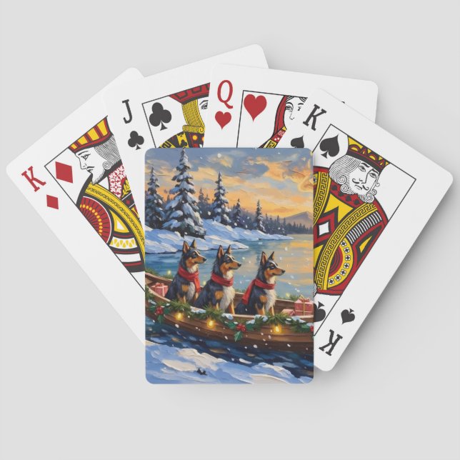 Anatolian Shepherd Christmas Boat Holiday Playing Cards (Back)