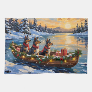 Anatolian Shepherd Christmas Boat Holiday Tea Towel