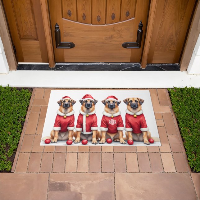 Anatolian Shepherd Christmas Dress Santa Hat Doormat (Outdoor)