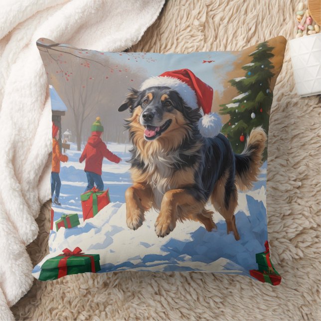 Anatolian Shepherd Christmas Festive Snow Cushion (Blanket)