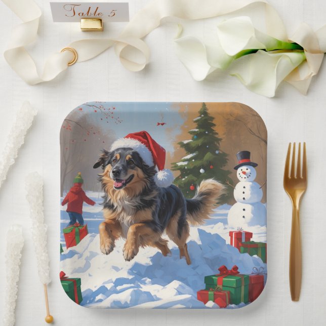 Anatolian Shepherd Christmas Festive Snow Paper Plate (Wedding)