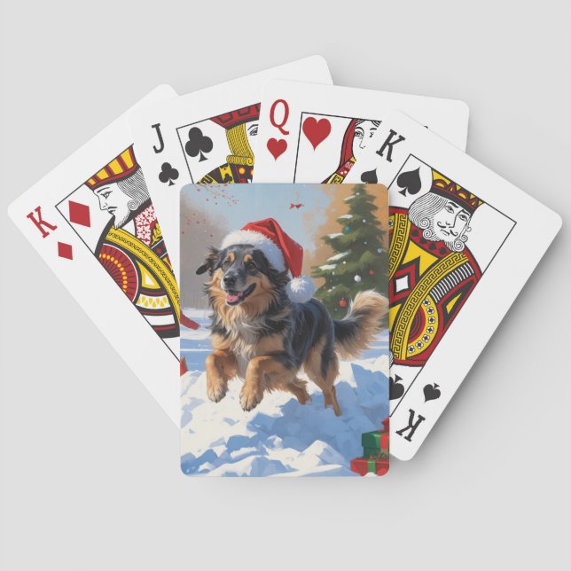 Anatolian Shepherd Christmas Festive Snow Playing Cards (Back)