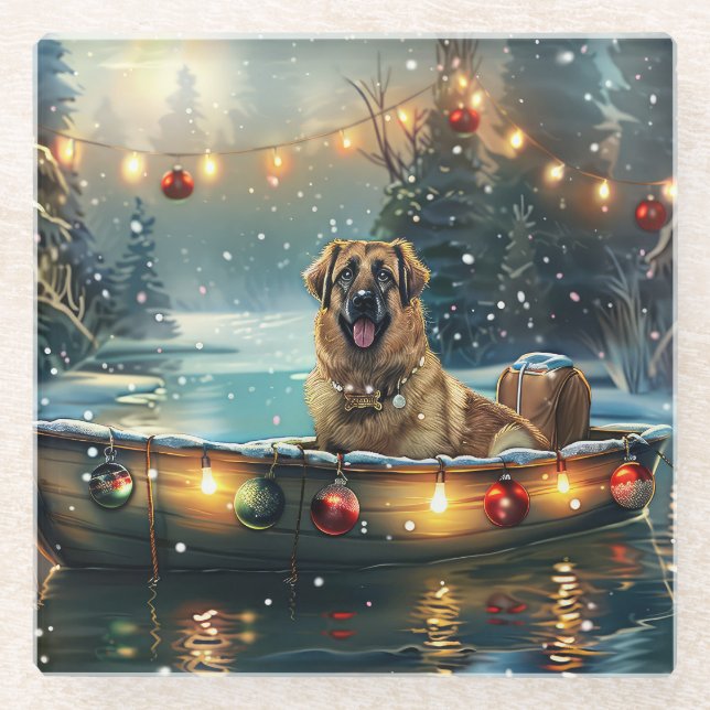 Anatolian Shepherd Christmas Festive Voyage Glass Coaster (Front)