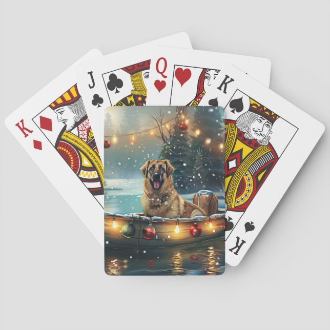 Anatolian Shepherd Christmas Festive Voyage Playing Cards (Back)