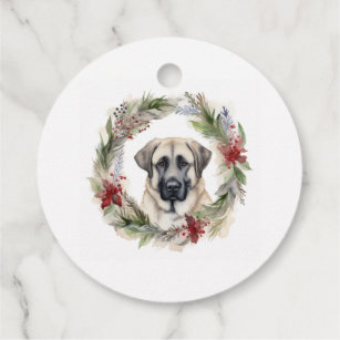Anatolian Shepherd Christmas Wreath Festive Pup Favour Tags