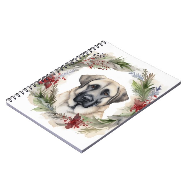 Anatolian Shepherd Christmas Wreath Festive Pup Notebook (Left Side)