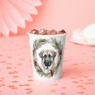 Anatolian Shepherd Christmas Wreath Festive Pup Paper Cups