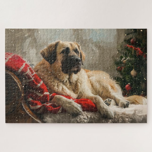 Anatolian Shepherd Dog Christmas Festive Jigsaw Puzzle (Horizontal)
