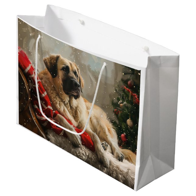 Anatolian Shepherd Dog Christmas Festive Large Gift Bag (Front Angled)