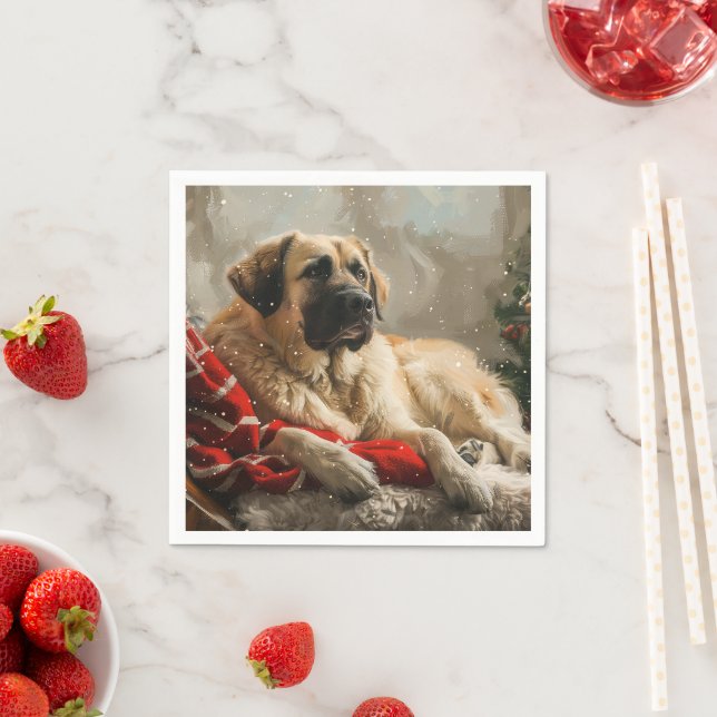 Anatolian Shepherd Dog Christmas Festive Napkin (Insitu)