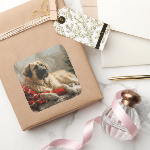 Anatolian Shepherd Dog Christmas Festive Square Sticker