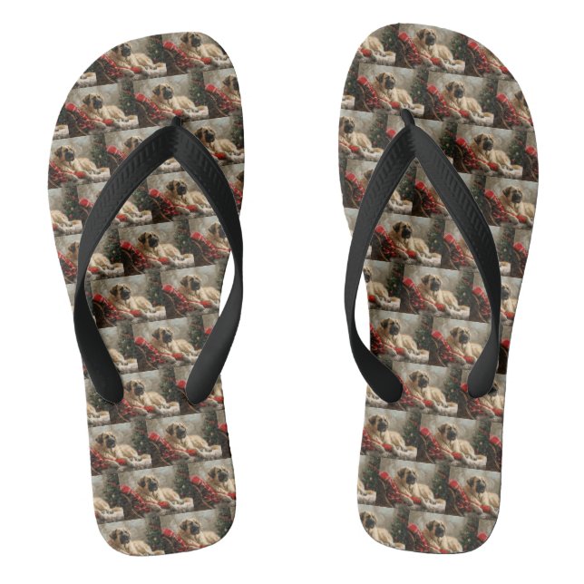 Anatolian Shepherd Dog Christmas Festive Thongs (Footbed)
