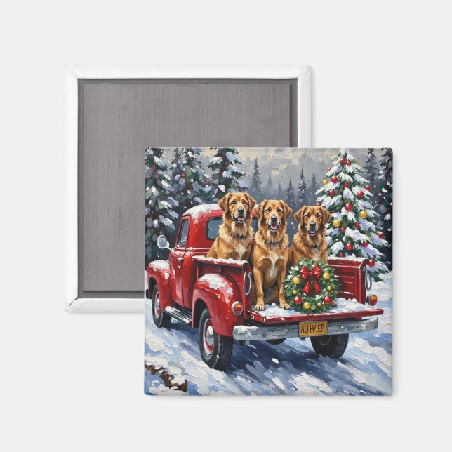 Anatolian Shepherd Dog Christmas Red Truck Holiday Magnet (Front/Back)