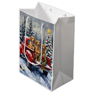 Anatolian Shepherd Dog Christmas Red Truck Holiday Medium Gift Bag